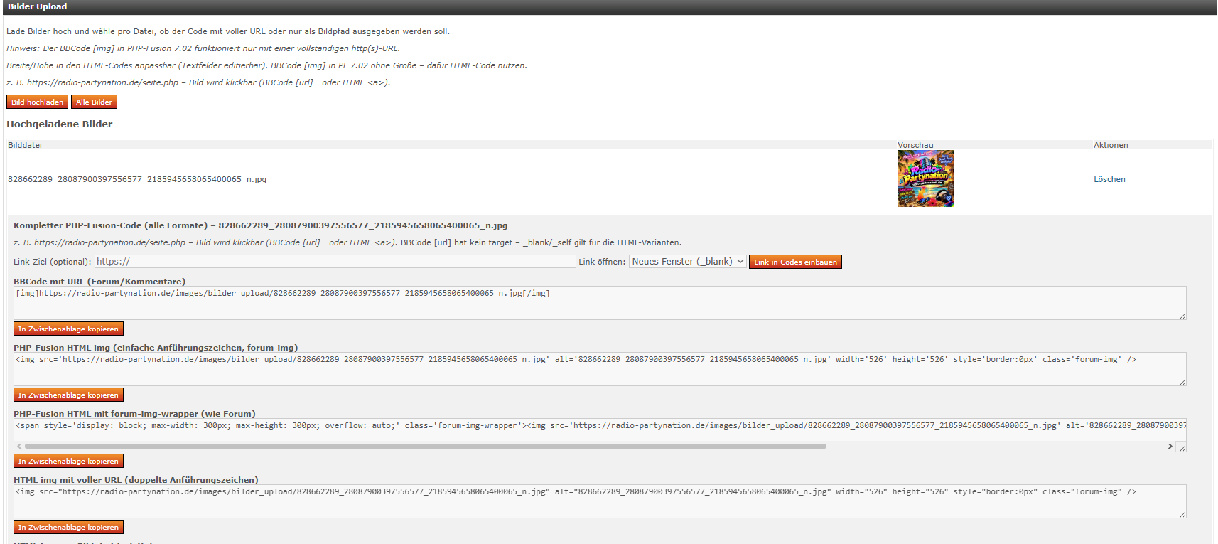 Bild Upload PHP Fusion 7